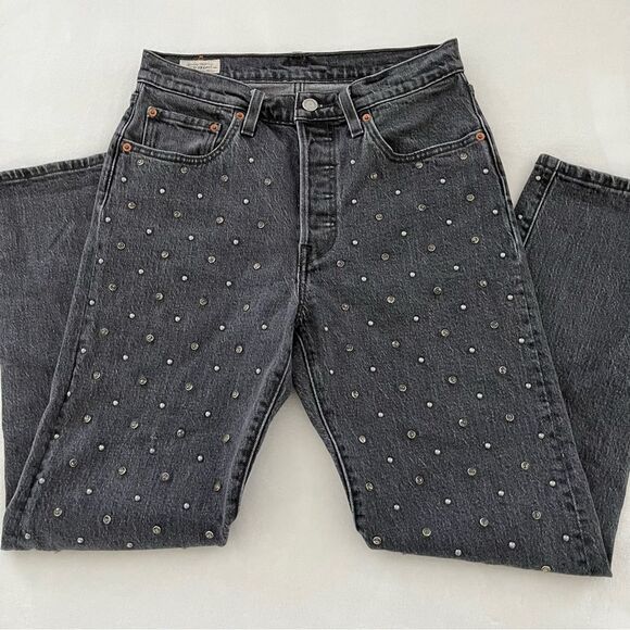 Levi's 501 Original Studded Front Straight Jeans in Black Wash, Size 27 NWOT - Picture 7 of 15